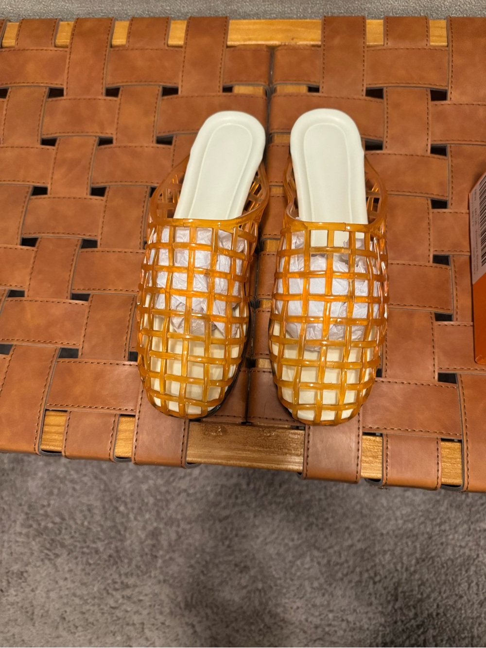 Women’s Orange Cage Jelly Mule Slip-Ons